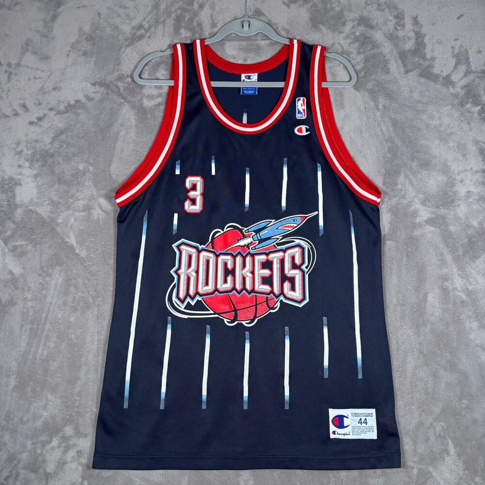 Vintage Champion Steve Francis Houston Rockets #3 NBA Jersey 44 Size Large Blue